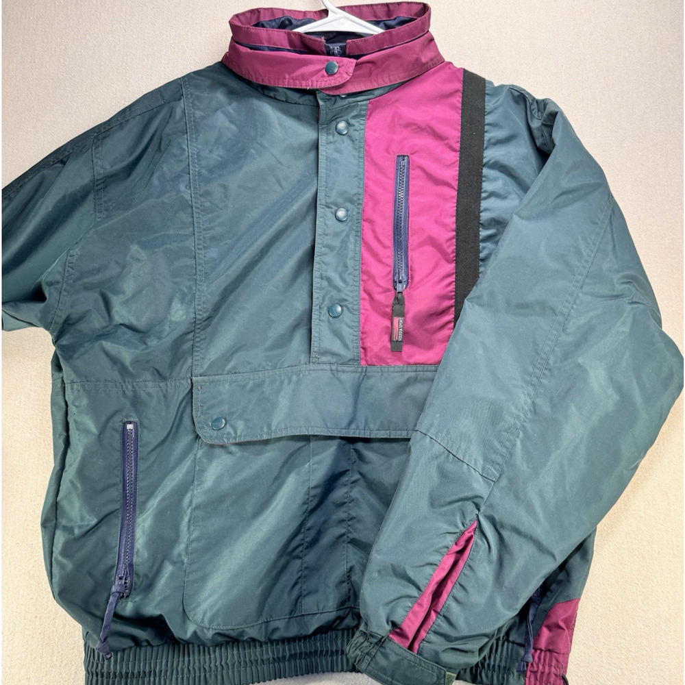 Sierra Sport Parka Jacket M Men's Green 1/2-Zip Pockets Outdoor Chore Coat